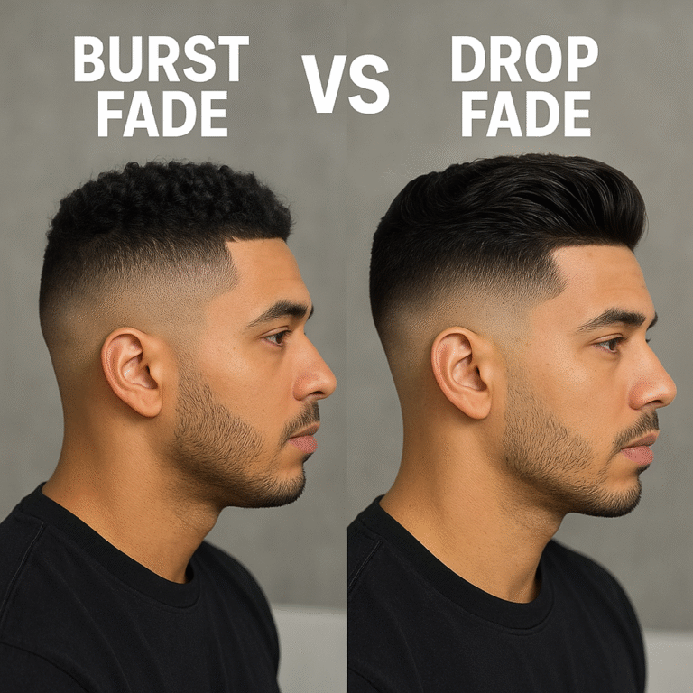 Burst fade vs drop fade haircut