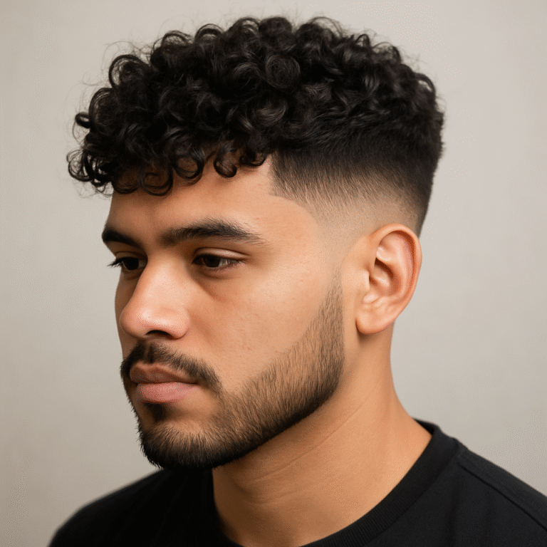 Low Taper Fade with Curly Hair
